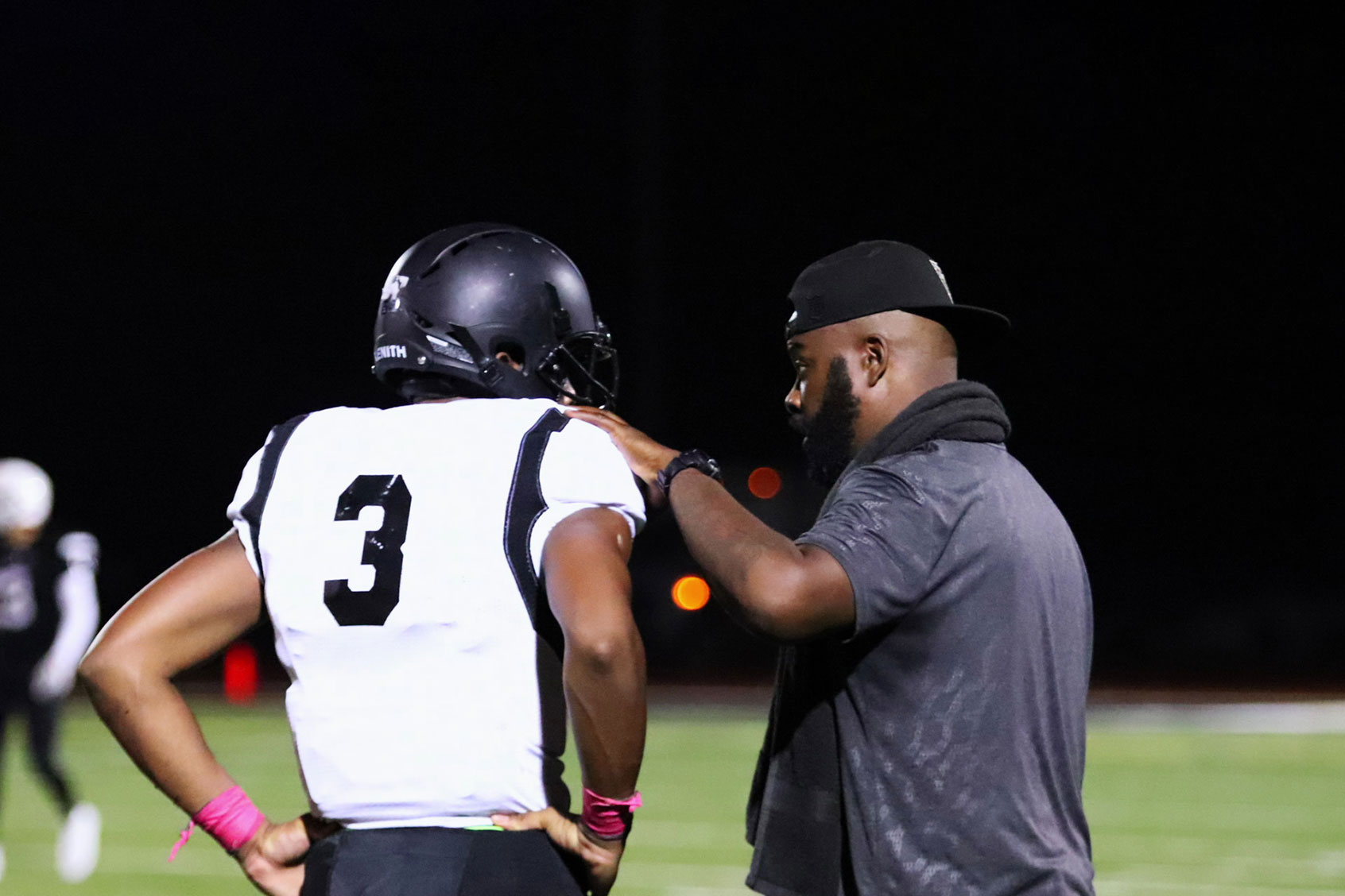 Roy Johnson (right) with a Bishop Sycamore player in "BS High" (HBO)