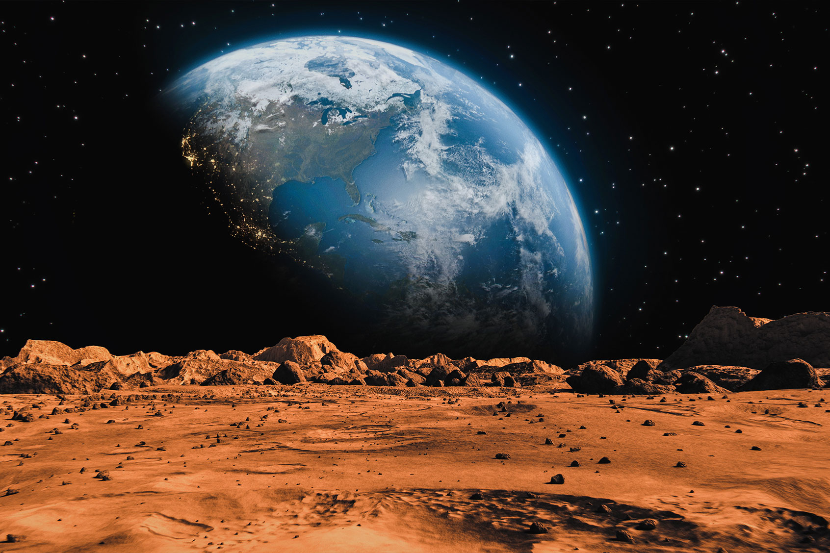 Earth as viewed from Mars surface, concept (Getty Images/Nzoka John)