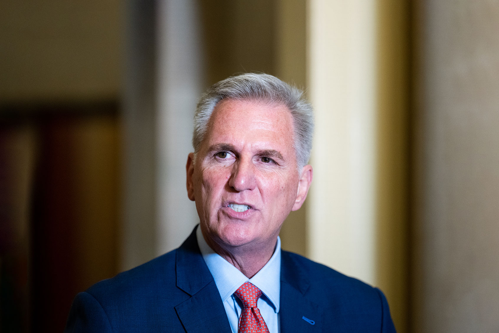 Speaker of the House Kevin McCarthy, R-Calif., announces he is directing the House to open a formal impeachment inquiry into President Joe Biden on Tuesday, September 12, 2023, in the U.S. Capitol. (Bill Clark/CQ-Roll Call, Inc via Getty Images)