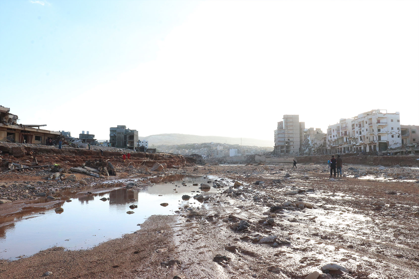 A view of devastation in disaster zones after the floods caused by the Storm Daniel ravaged the region in Derna, Libya on September 12, 2023. (Abdullah Mohammed Bonja/Anadolu Agency via Getty Images)