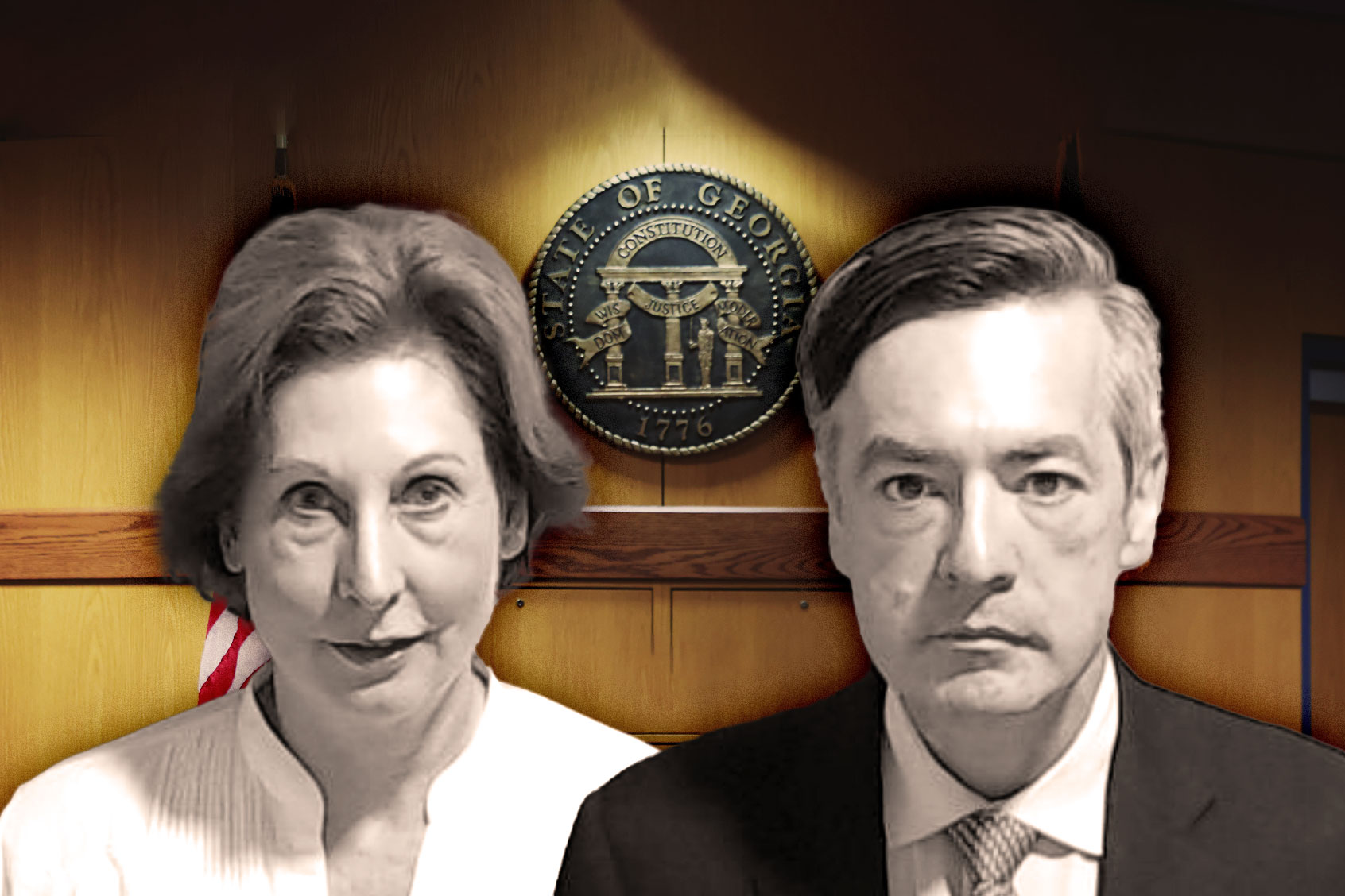 Sidney Powell and Kenneth Chesebro mug shots (Photo illustration by Salon/Getty Images)