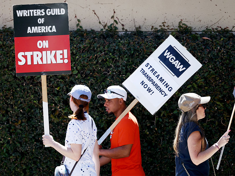 Striking WGA Writers Guild of America members