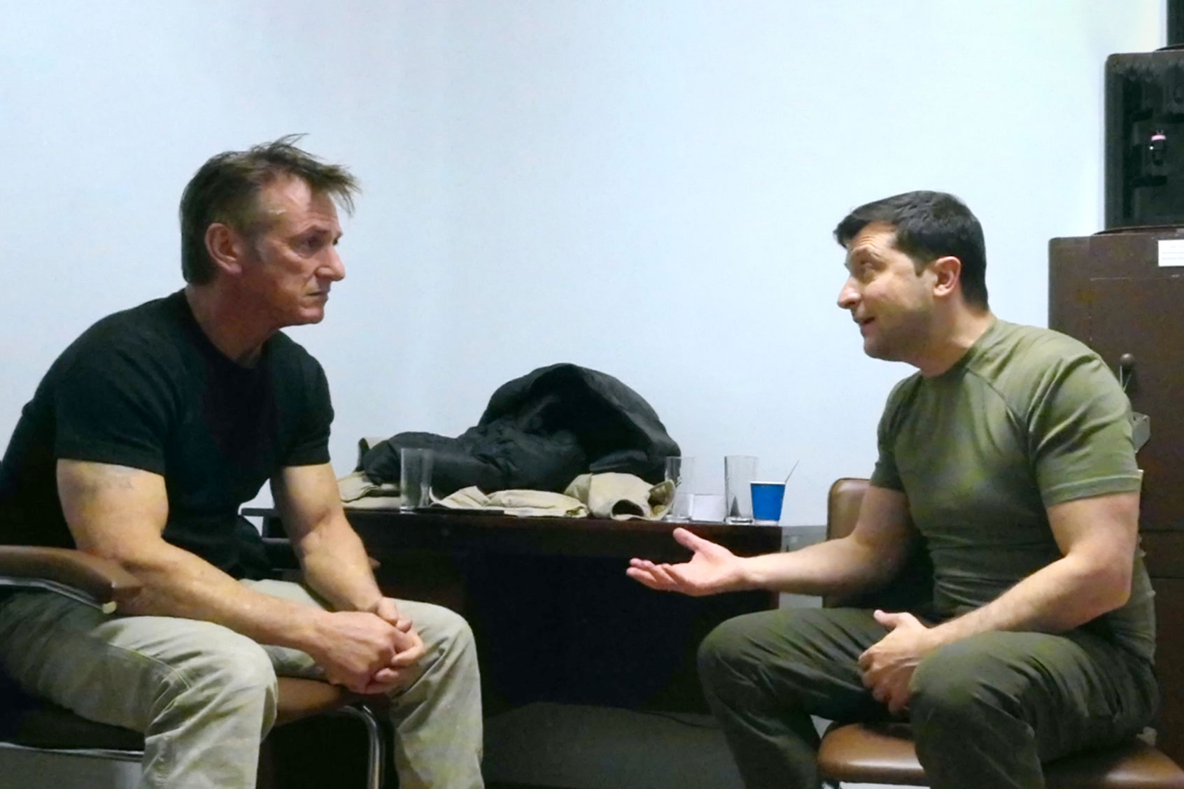 Sean Penn and Volodymyr Zelenskyy in "Superpower" (Paramount+)