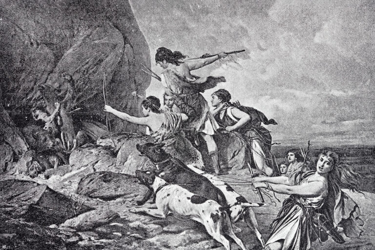 Hunting Amazons, illustration from 19th century (Getty Images/clu)