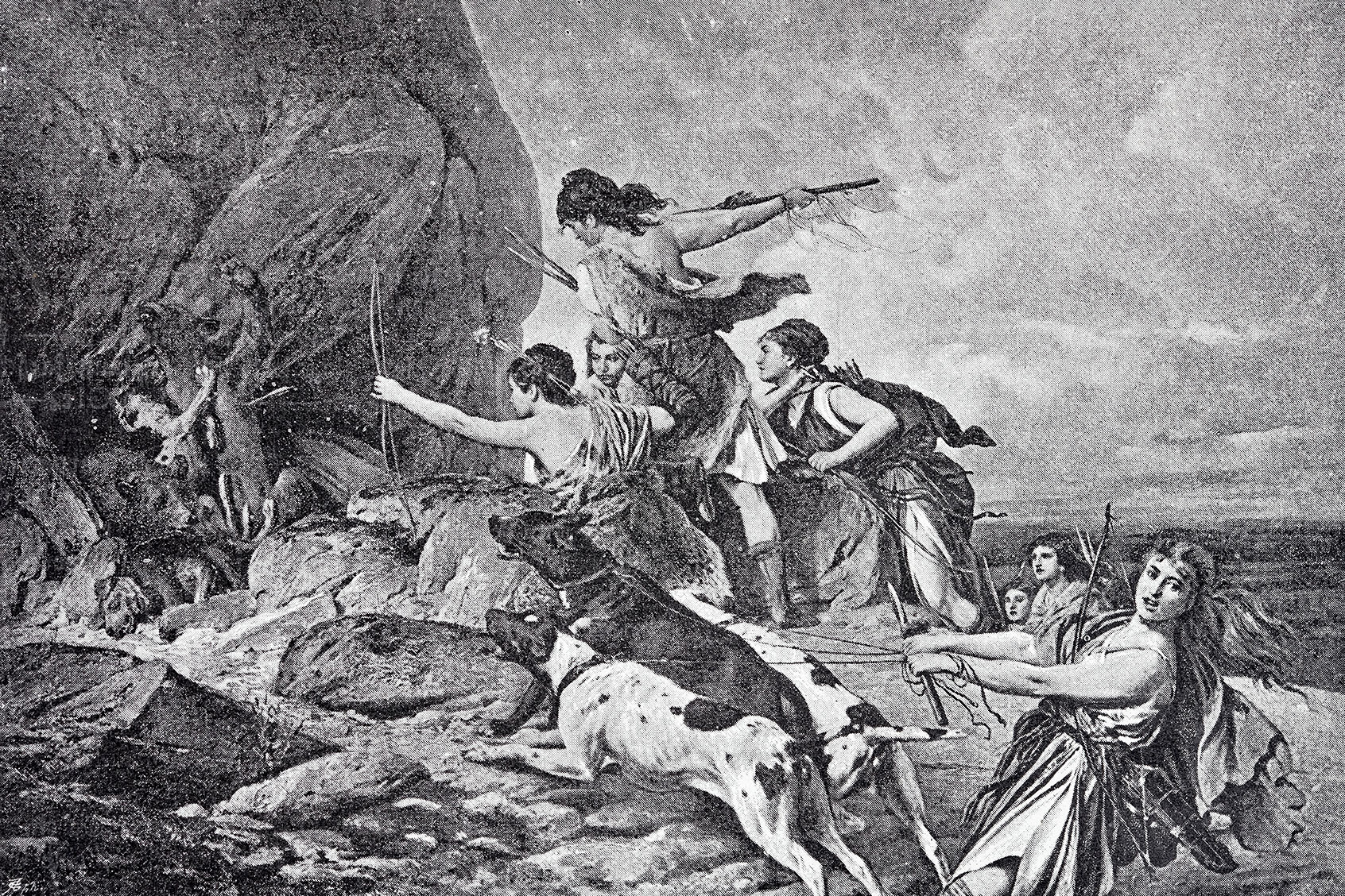 Hunting Amazons, illustration from 19th century (Getty Images/clu)