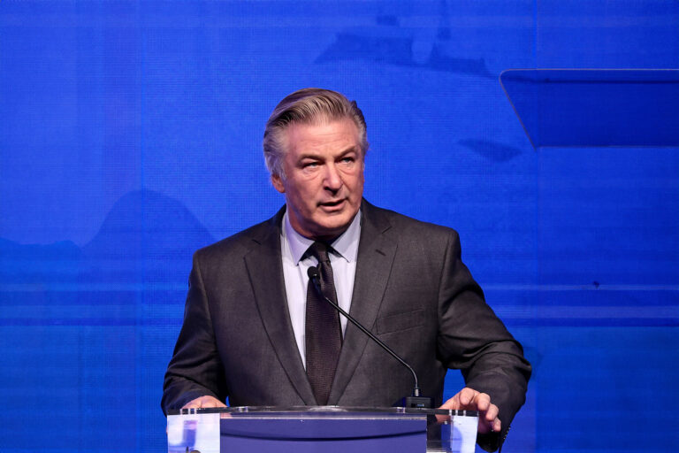 Alec Baldwin speaks during the 2021 RFK Ripple Of Hope Gala at New York Hilton Midtown on December 09, 2021 in New York City. (Dimitrios Kambouris/Getty Images)