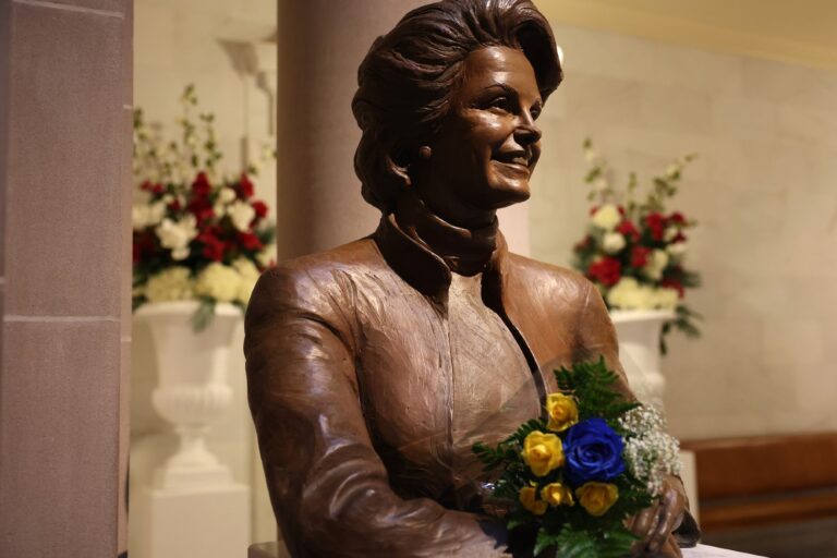 A bust of U.S. Sen. Dianne Feinstein (D-CA) is displayed inside San Francisco City Hall on September 29, 2023 in San Francisco, California. (Justin Sullivan/Getty Images)