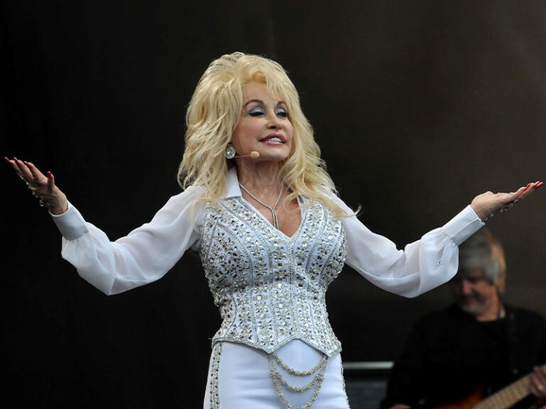 Dolly Parton performs on the Pyramid stage during day three of the Glastonbury Festival at Worthy Farm in Pilton on June 29, 2014 in Glastonbury, England. (Jim Dyson/Getty Images)