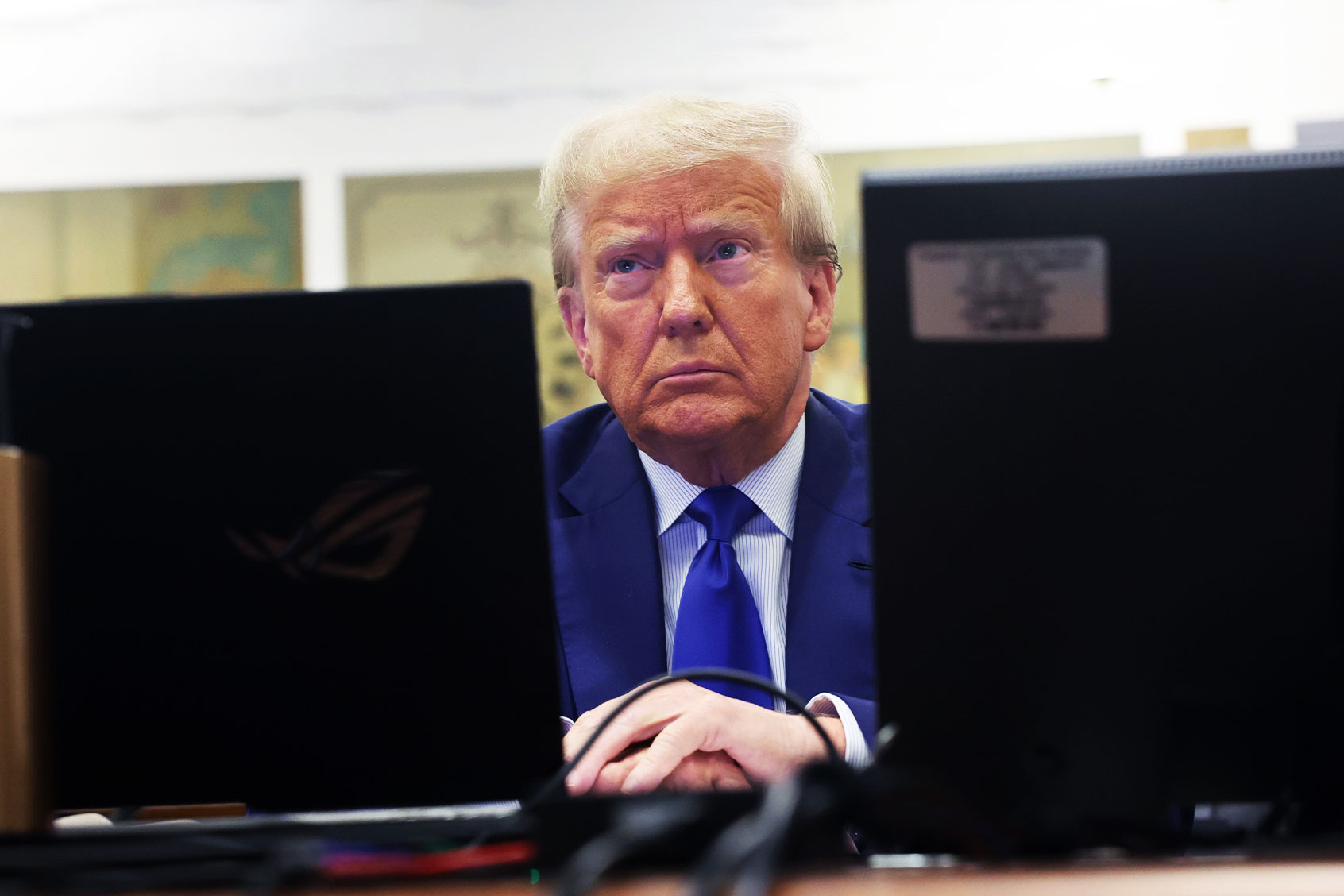 Former President Donald Trump sits in court during his civil fraud trial at New York State Supreme Court on October 25, 2023 in New York City. (Spencer Platt/Getty Images)