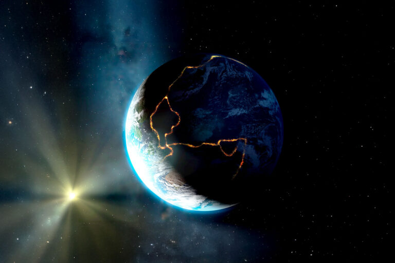 Artwork of the so-called ring of fire. This is a region of tectonic plate boundaries around the Pacific Ocean, where earthquakes and volcanoes are common. (Getty Images/MARK GARLICK/SCIENCE PHOTO LIBRARY)