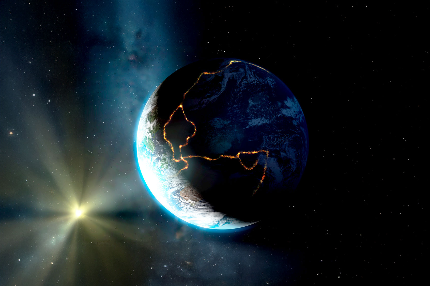 Artwork of the so-called ring of fire. This is a region of tectonic plate boundaries around the Pacific Ocean, where earthquakes and volcanoes are common. (Getty Images/MARK GARLICK/SCIENCE PHOTO LIBRARY)
