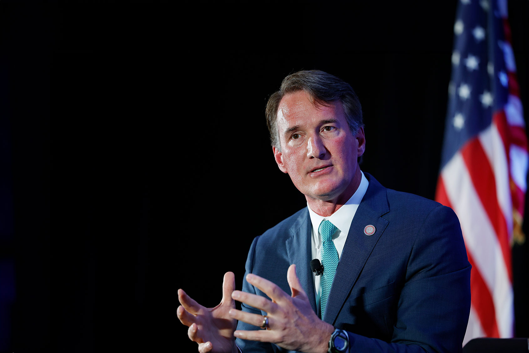 Virginia Governor Glen Youngkin addresses the Economic Club of Washington's luncheon event at the Marriott Marquis on September 26, 2023 in Washington, DC. (Chip Somodevilla/Getty Images)