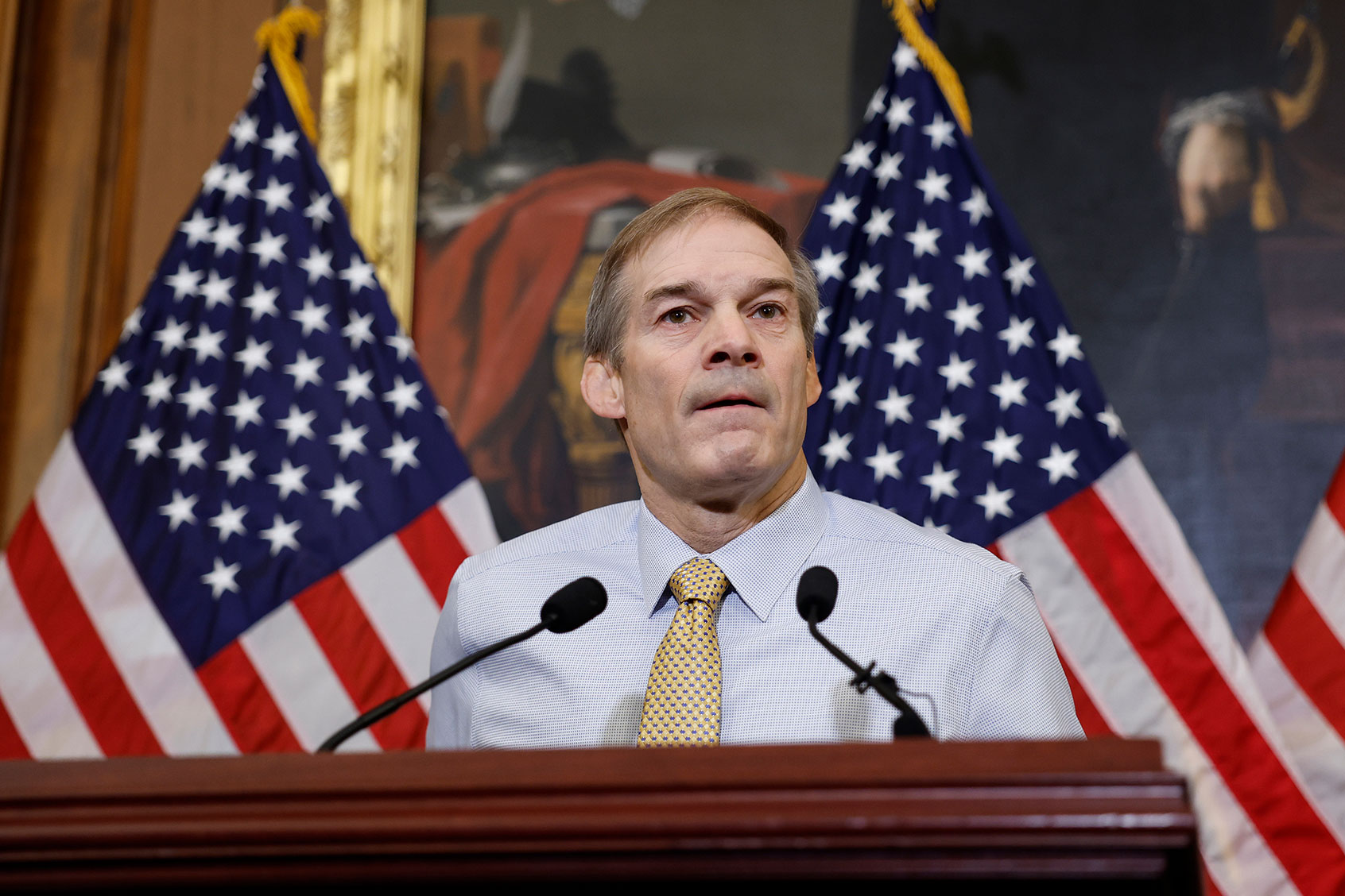U.S. Rep. Jim Jordan (R-OH), the Republican Speaker designee, speaks during a press conference at the U.S. Capitol on October 20, 2023 in Washington, DC. (Anna Moneymaker/Getty Images)
