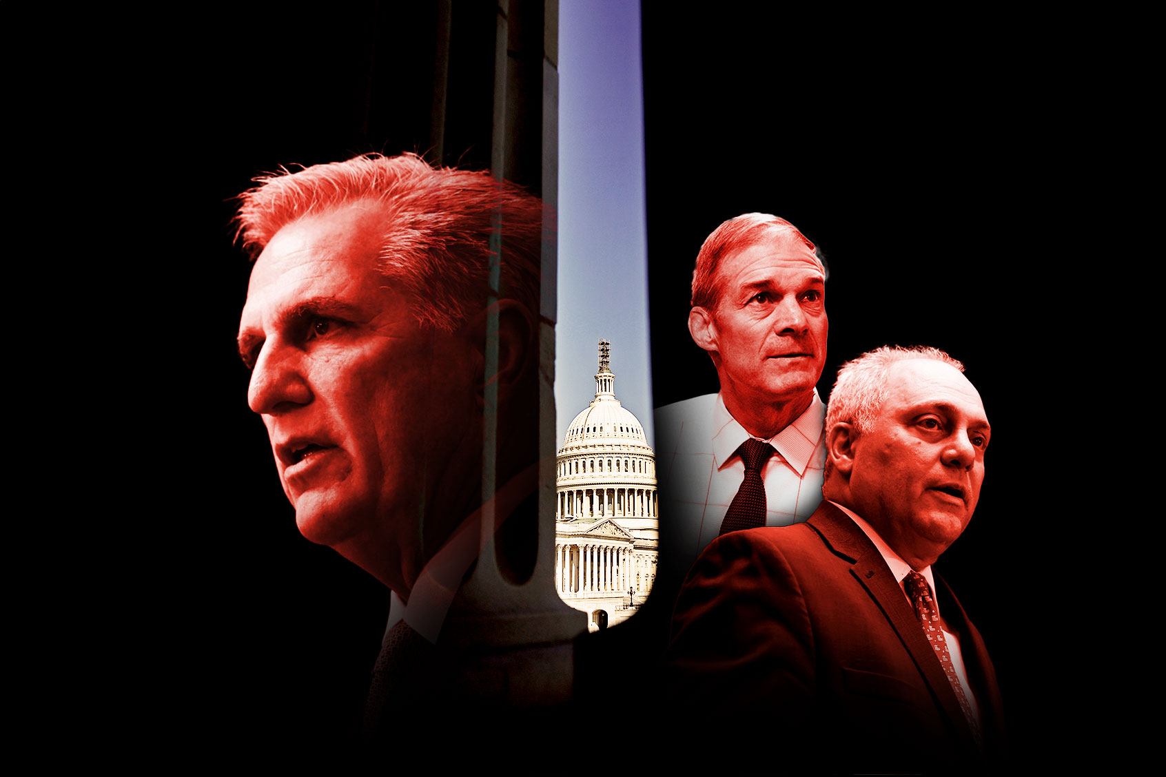Kevin McCarthy, Jim Jordan and Steve Scalise (Photo illustration by Salon/Getty Images)