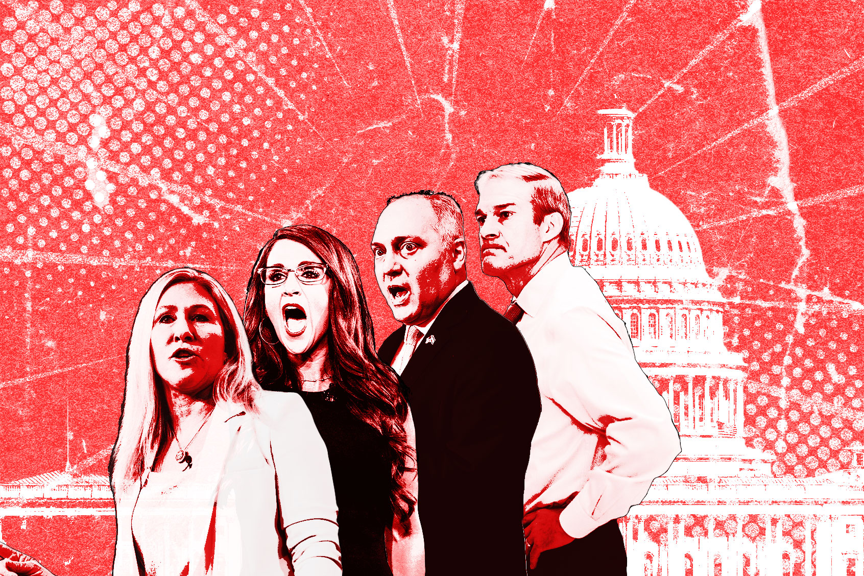 Marjorie Taylor Green, Lauren Boebert, Steve Scalise and Jim Jordan (Photo illustration by Salon/Getty Images)