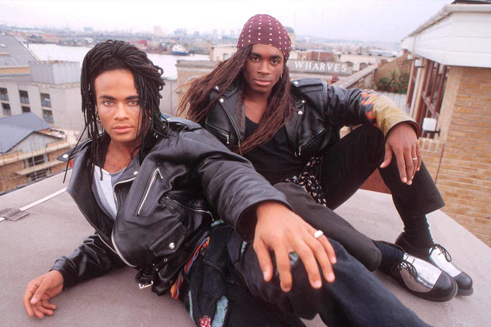 Milli Vanilli, portraits, London, 27 September 1988, L-R Rob Pilatus, Fab Morvan. (Michael Putland/Getty Images)