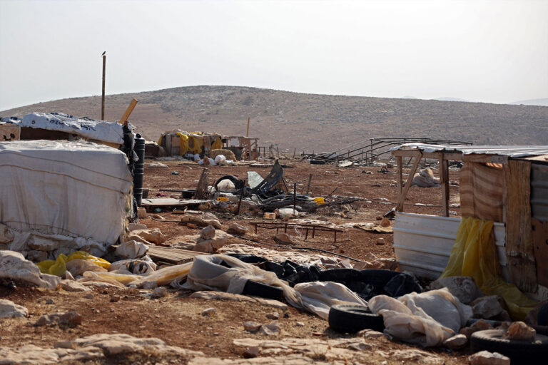 Objects are scattered , more than a week after Jewish settlers attacked the occupied West Bank village of Wadi al Seeq, on October 24, 2023. (THOMAS COEX/AFP via Getty Images)