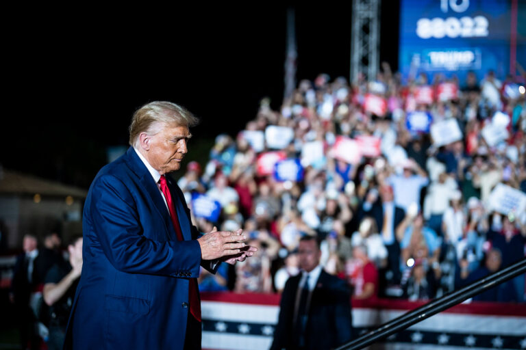 Former President Donald Trump speaks at a campaign rally on Wednesday, Nov. 08, 2023, in Hialeah, FL. (Jabin Botsford/The Washington Post via Getty Images)
