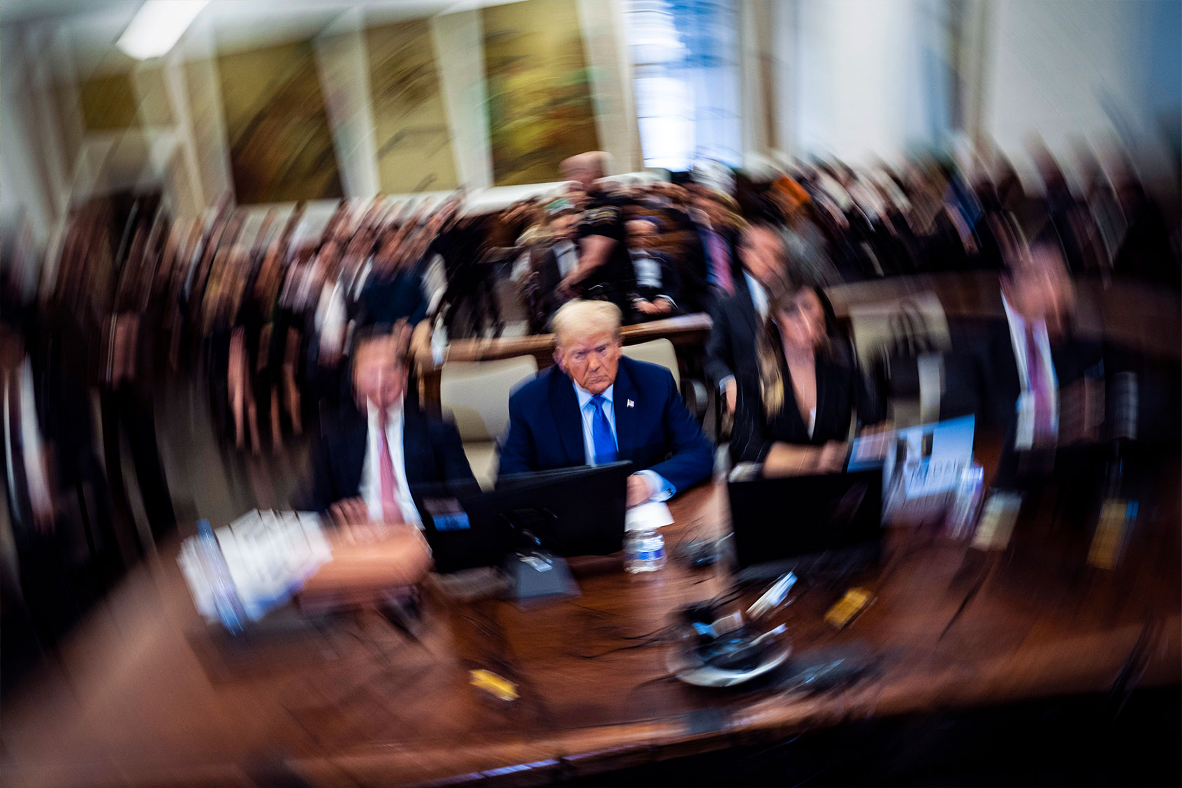 Former U.S. President Donald Trump sits in the courtroom during his civil fraud trial at New York State Supreme Court on November 06, 2023 in New York City. (Jabin Botsford-Pool/Getty Images)