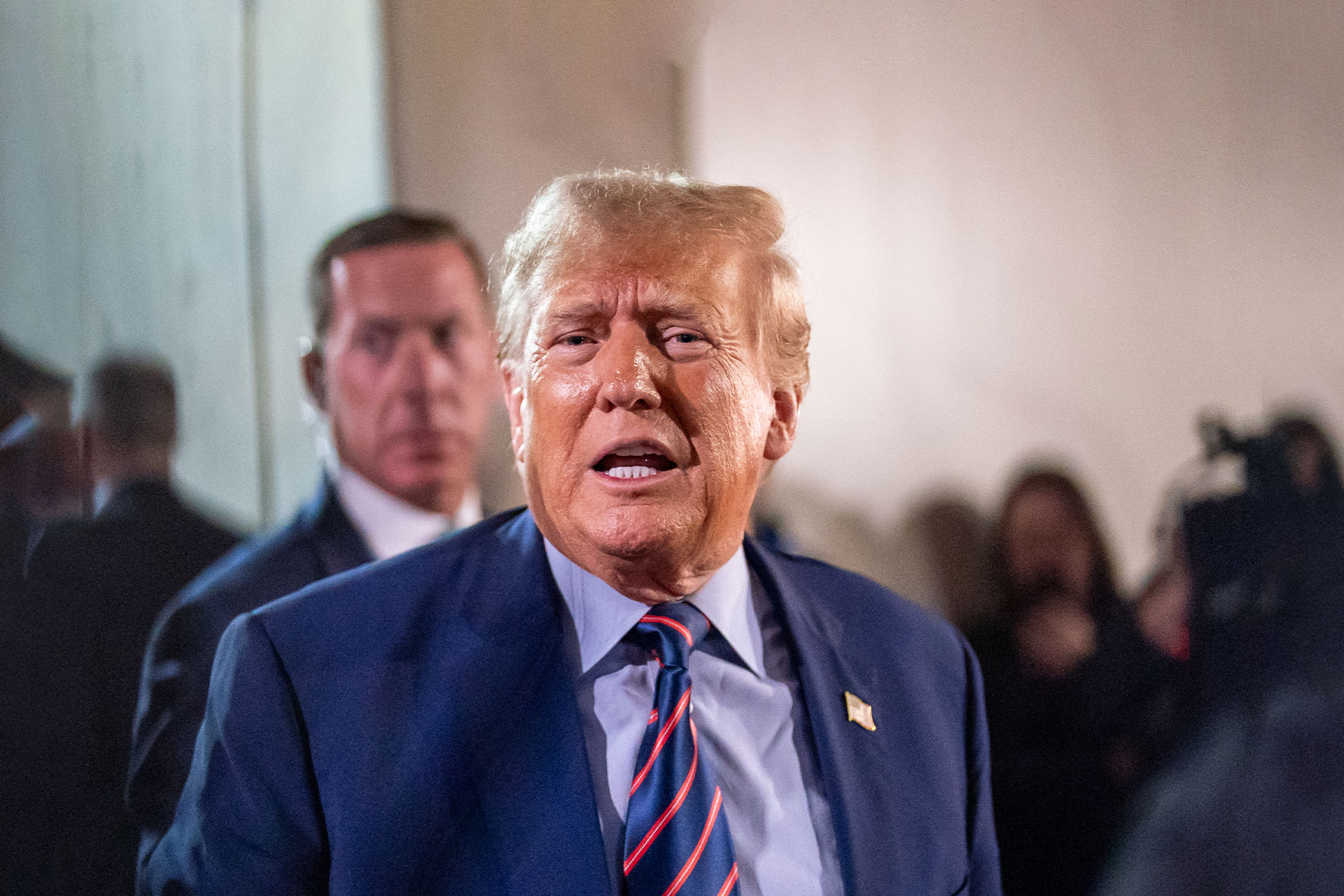 Former U.S. President Donald Trump attends the game between the South Carolina Gamecocks and the Clemson Tigers at Williams-Brice Stadium on November 25, 2023 in Columbia, South Carolina. (Jacob Kupferman/Getty Images)