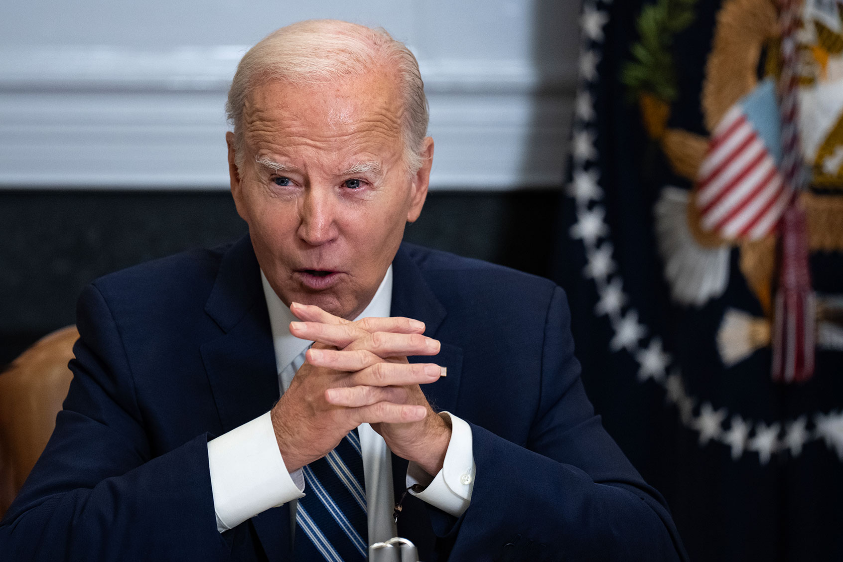U.S. President Joe Biden speaks during a meeting about countering the flow of fentanyl into the United States, in the Roosevelt Room of the White House November 21, 2023 in Washington, DC. (Drew Angerer/Getty Images)