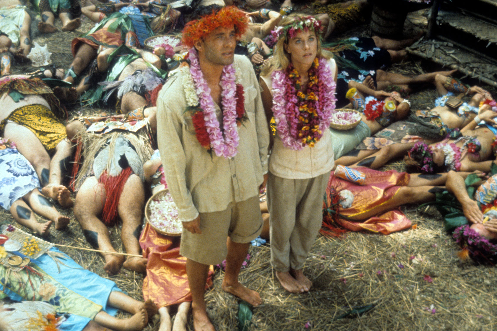 Tom Hanks and Meg Ryan in a scene from the film 'Joe Versus The Volcano', 1990. (Warner Brothers/Getty Images)