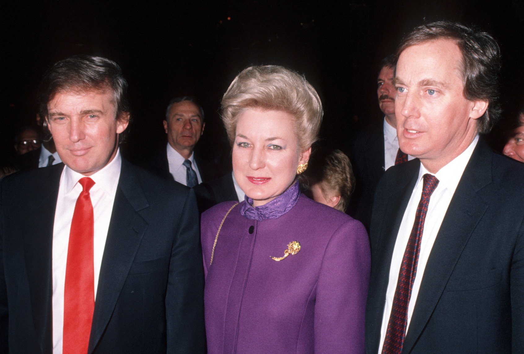 Donald Trump, Maryanne Trump, and Robert Trump during Opening of Donald Trump's Taj Mahal Casino - April 5, 1990 at Taj Mahal Hotel and Casino in Atlantic City, New Jersey, United States. (Ron Galella/Ron Galella Collection via Getty Images)