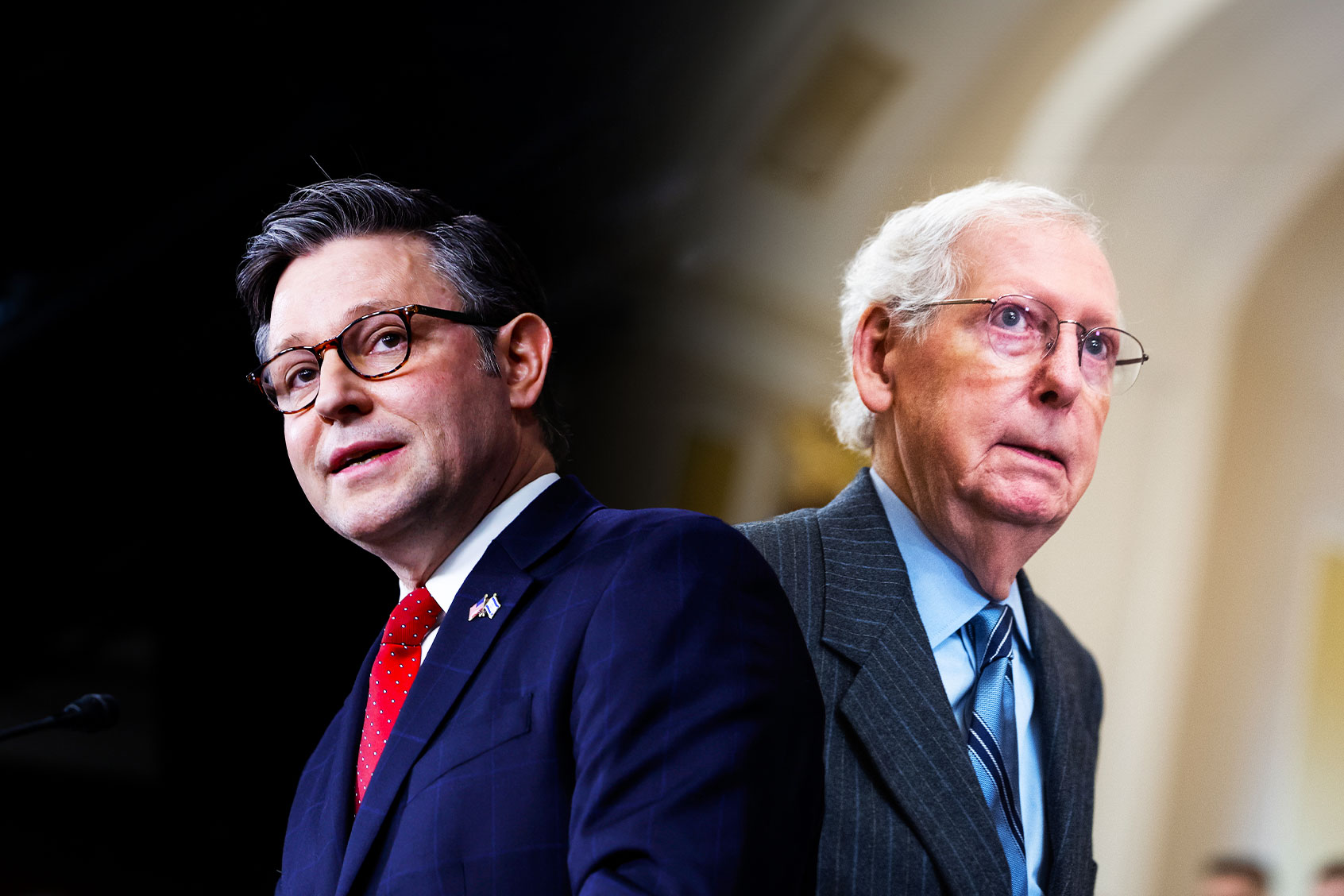Mike Johnson and Mitch McConnell (Photo illustration by Salon/Getty Images)