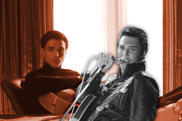 Jacob Elordi as Elvis in A24's "Priscilla" | Austin Butler as Elvis in Warner Bros. Pictures's "Elvis" (Photo illustration by Salon/Warner Bros Pictures/A24)