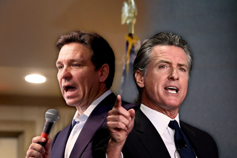 Ron DeSantis and Gavin Newsom (Photo illustration by Salon/Getty Images)