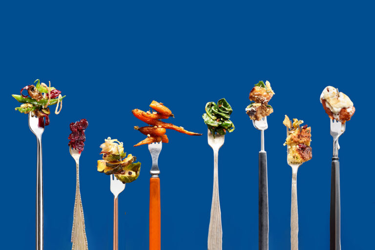 Thanksgiving food on forks (Getty Images/Maren Caruso)
