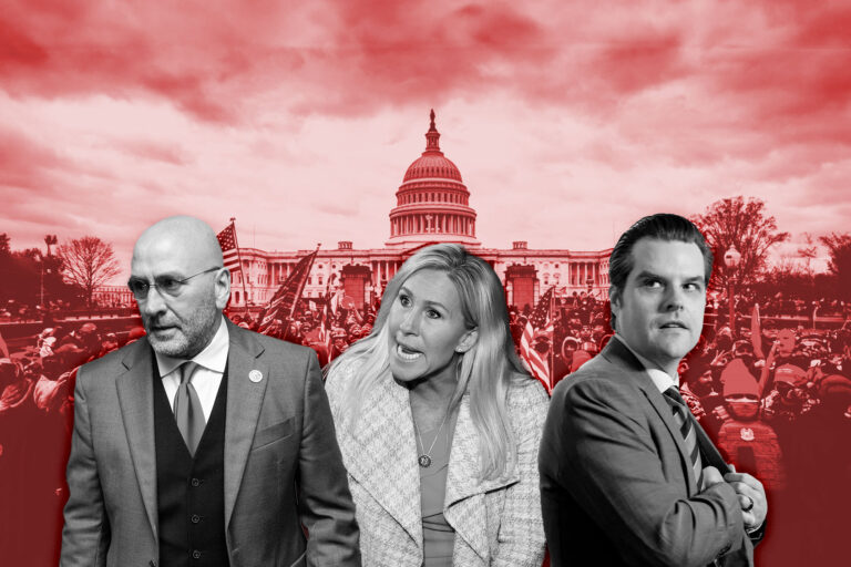 Clay Higgins, Marjorie Taylor Greene and Matt Gaetz (Photo illustration by Salon/Getty Images)