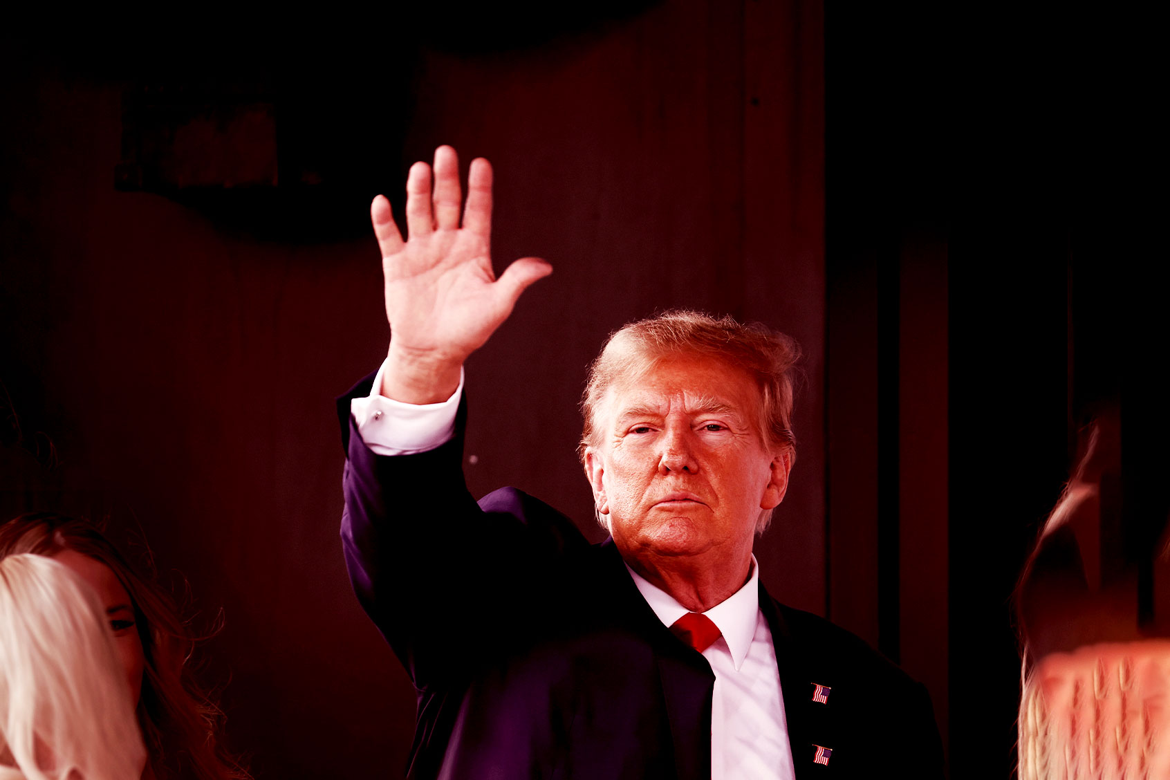Republican presidential candidate former President Donald Trump leaves a commit to caucus campaign event at the Whiskey River bar on December 02, 2023 in Ankeny, Iowa. (Scott Olson/Getty Images)