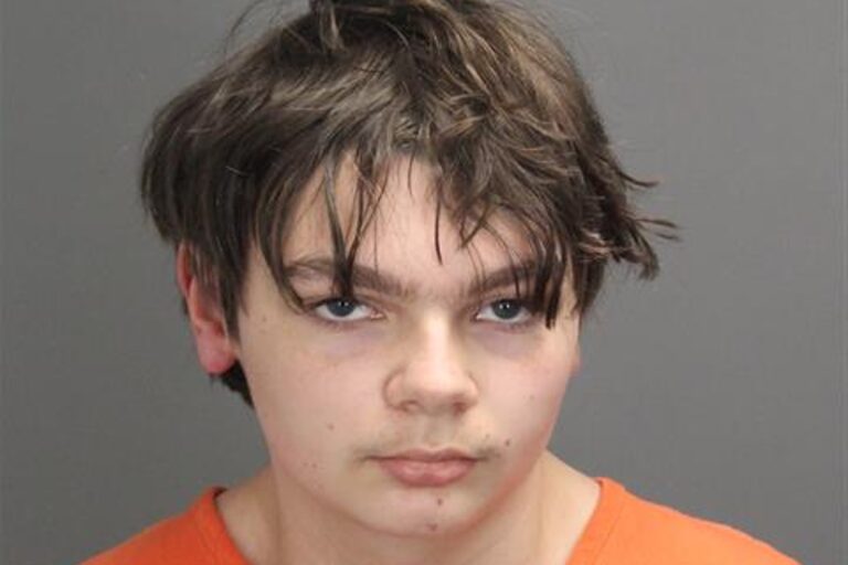 Ethan Crumbley poses for a mug shot in Pontiac, Michigan (Oakland County Sheriff's Office via Getty Images)