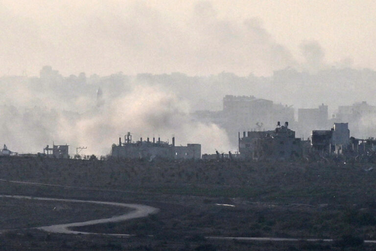 Smoke rises from Northern Gaza after a week long ceasefire ended on December 1, 2023 seen from Sderot, Israel. (Alexi J. Rosenfeld/Getty Images)