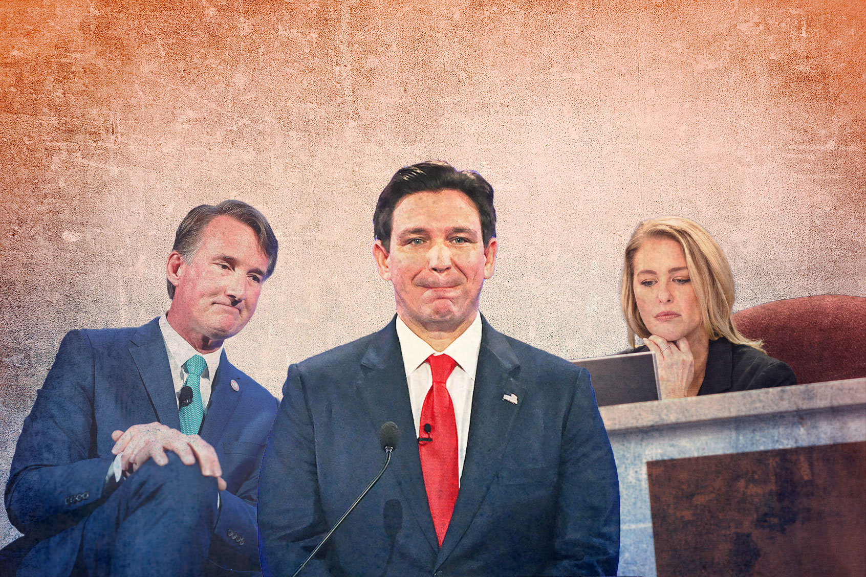 Glenn Youngkin, Ron DeSantis and Bridget Ziegler (Photo illustration by Salon/Getty Images)