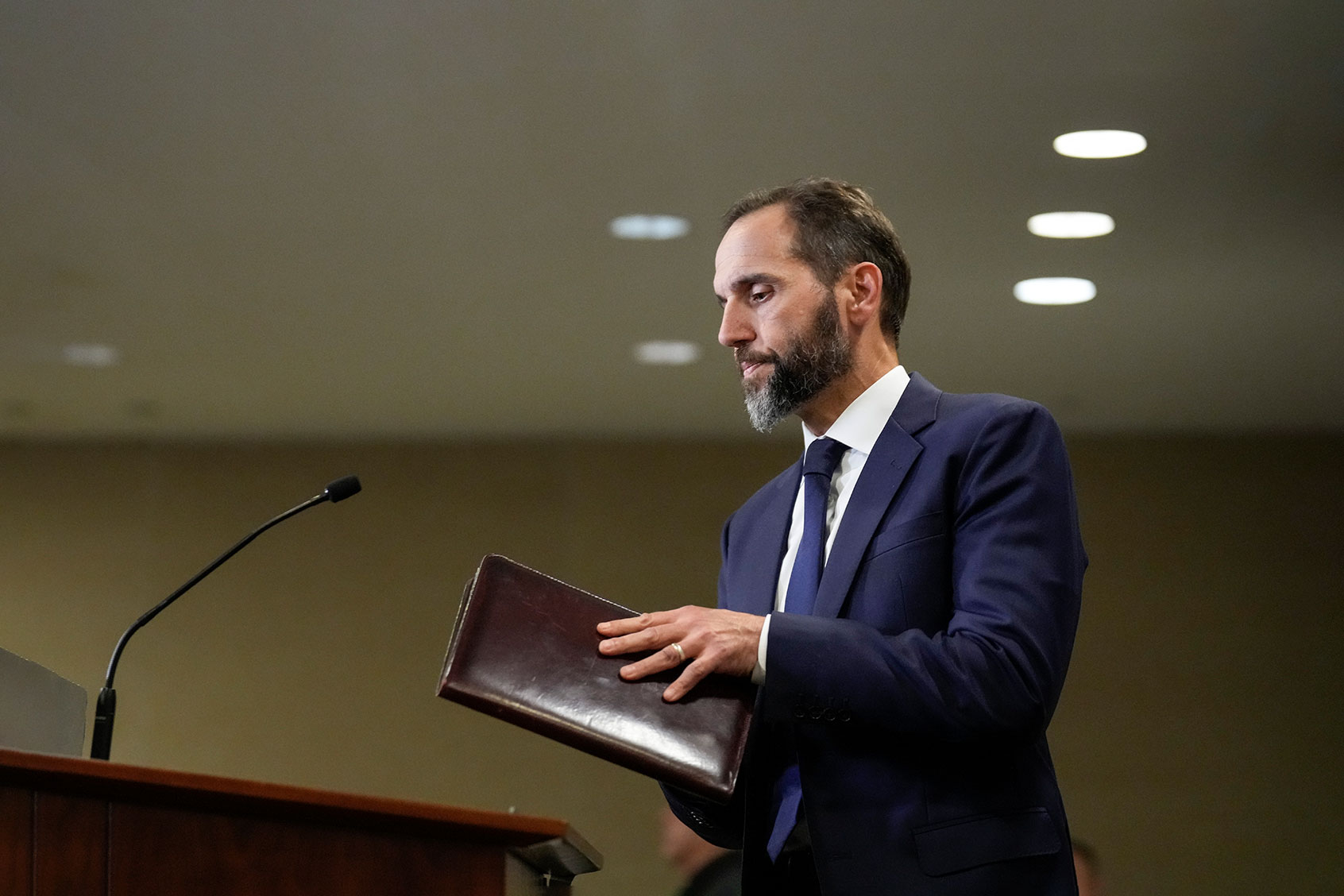 Special Counsel Jack Smith arrives to remarks on a recently unsealed indictment including four felony counts against former U.S. President Donald Trump on August 1, 2023 in Washington, DC. (Drew Angerer/Getty Images)