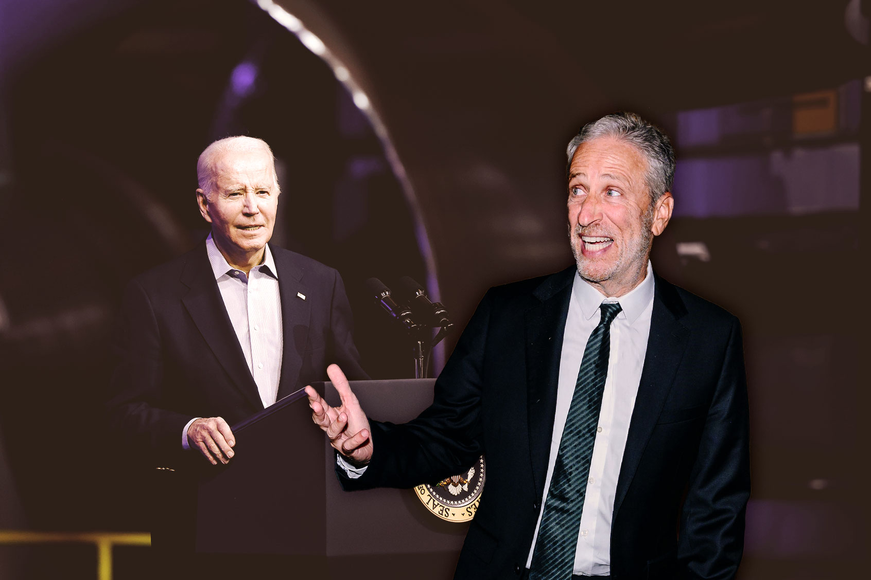 Joe Biden and John Stewart (Photo illustration by Salon/Getty Images)
