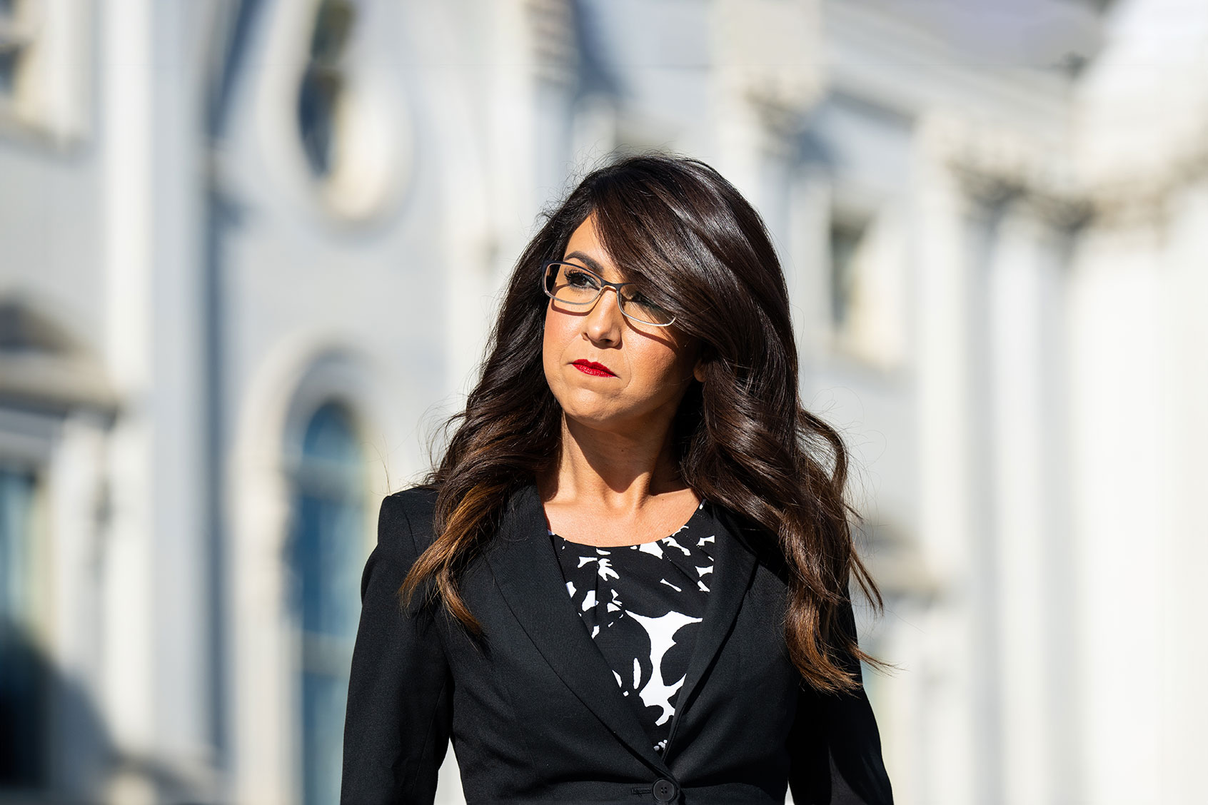 Rep. Lauren Boebert, R-Colo., walks down the House steps after the final votes of the week as members of Congress head home for the holiday recess on Thursday, December 14, 2023. (Bill Clark/CQ-Roll Call, Inc via Getty Images)