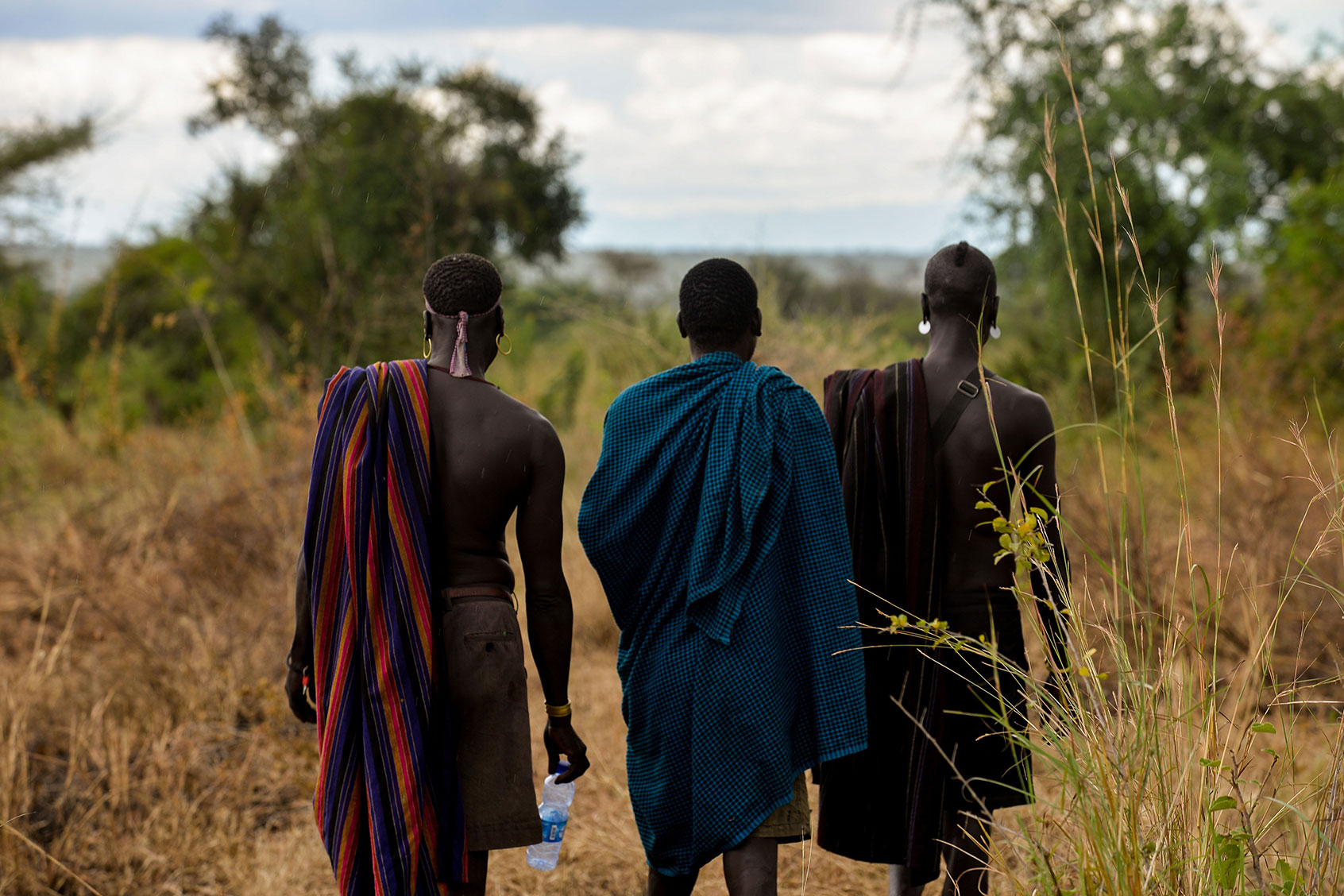 Members of the Mursi tribe, an agro-pastoralist tribe in southwestern Ethiopia are seen on October 4, 2019 in the Lower Omo Valley. (MICHAEL TEWELDE/AFP via Getty Images)