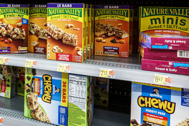 Miami, Florida, Hallandale Beach, Walmart store, Nature Valley and Quaker boxes granola bars on shelf. (Jeffrey Greenberg/Universal Images Group via Getty Images)