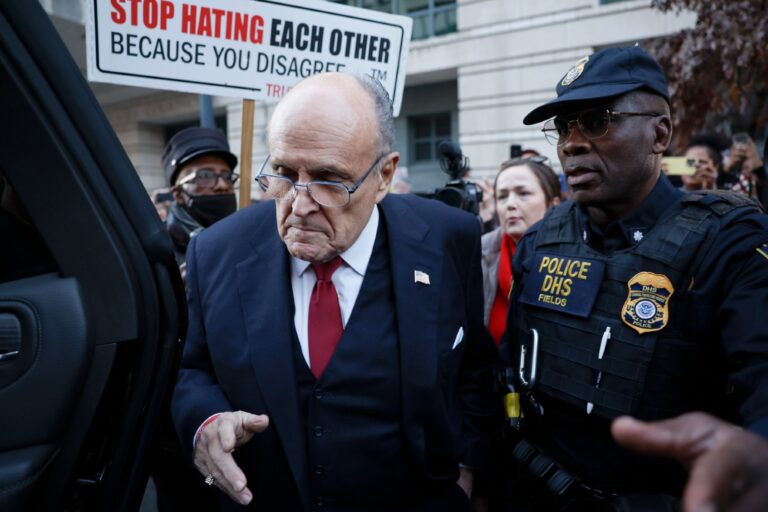 Rudy Giuliani, the former personal lawyer for former U.S. President Donald Trump, departs from the E. Barrett Prettyman U.S. District Courthouse after a verdict was reached in his defamation jury trial on December 15, 2023 in Washington, DC. (Anna Moneymaker/Getty Images)