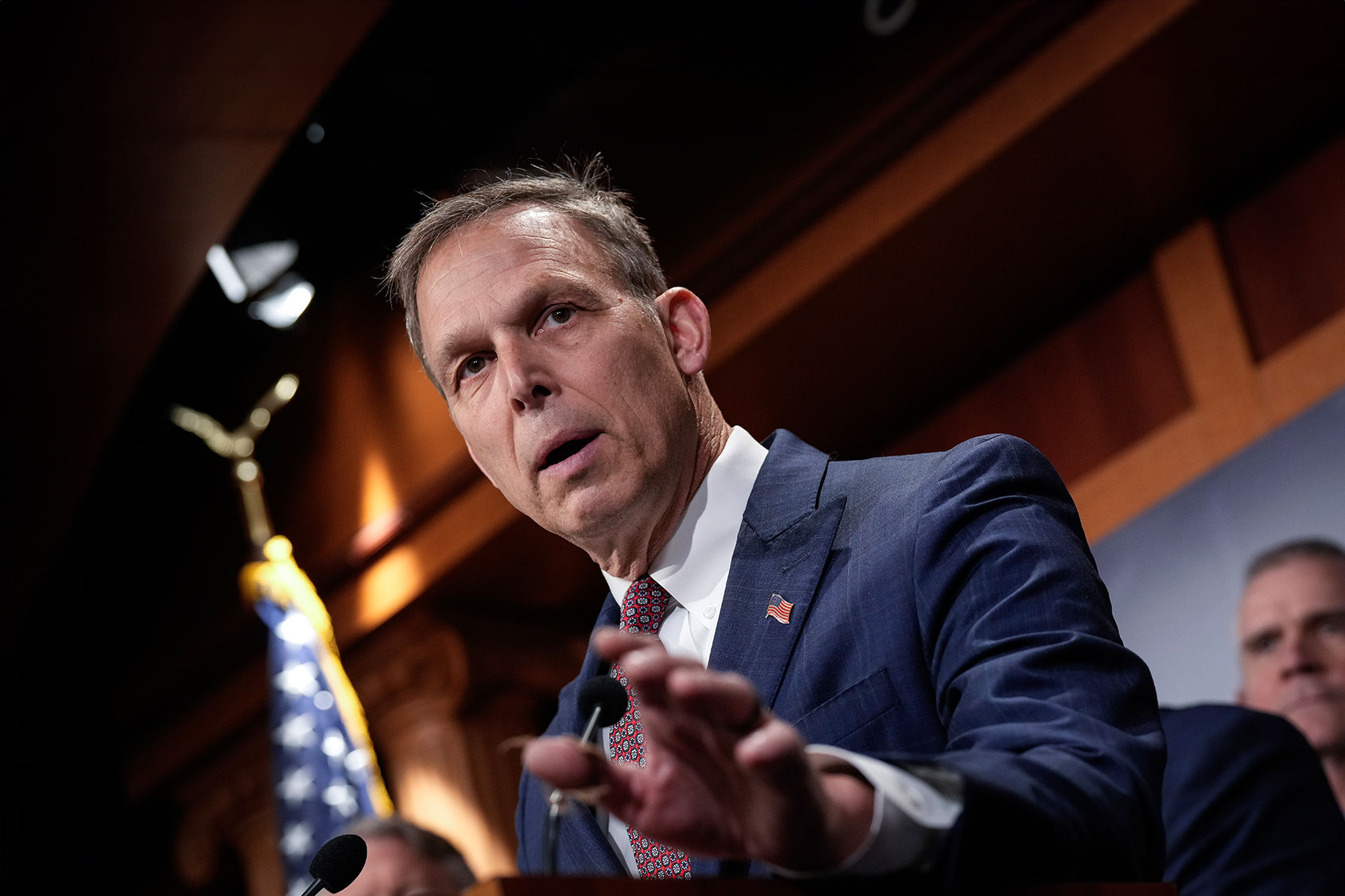 Chair of the House Freedom Caucus Rep. Scott Perry (R-PA) speaks during a news conference with members of the House Freedom Caucus at the U.S. Capitol November 29, 2023 in Washington, DC. (Drew Angerer/Getty Images)