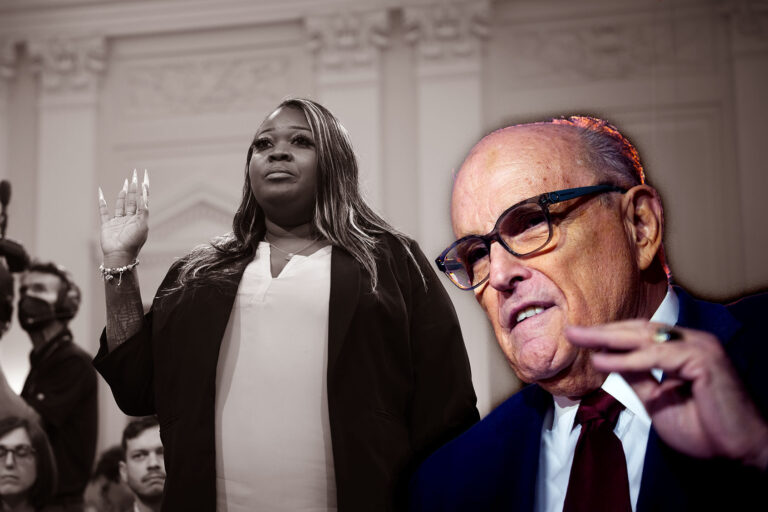 Wandrea ArShaye “Shaye” Moss and Rudy Giuliani (Photo illustration by Salon/Getty Images)