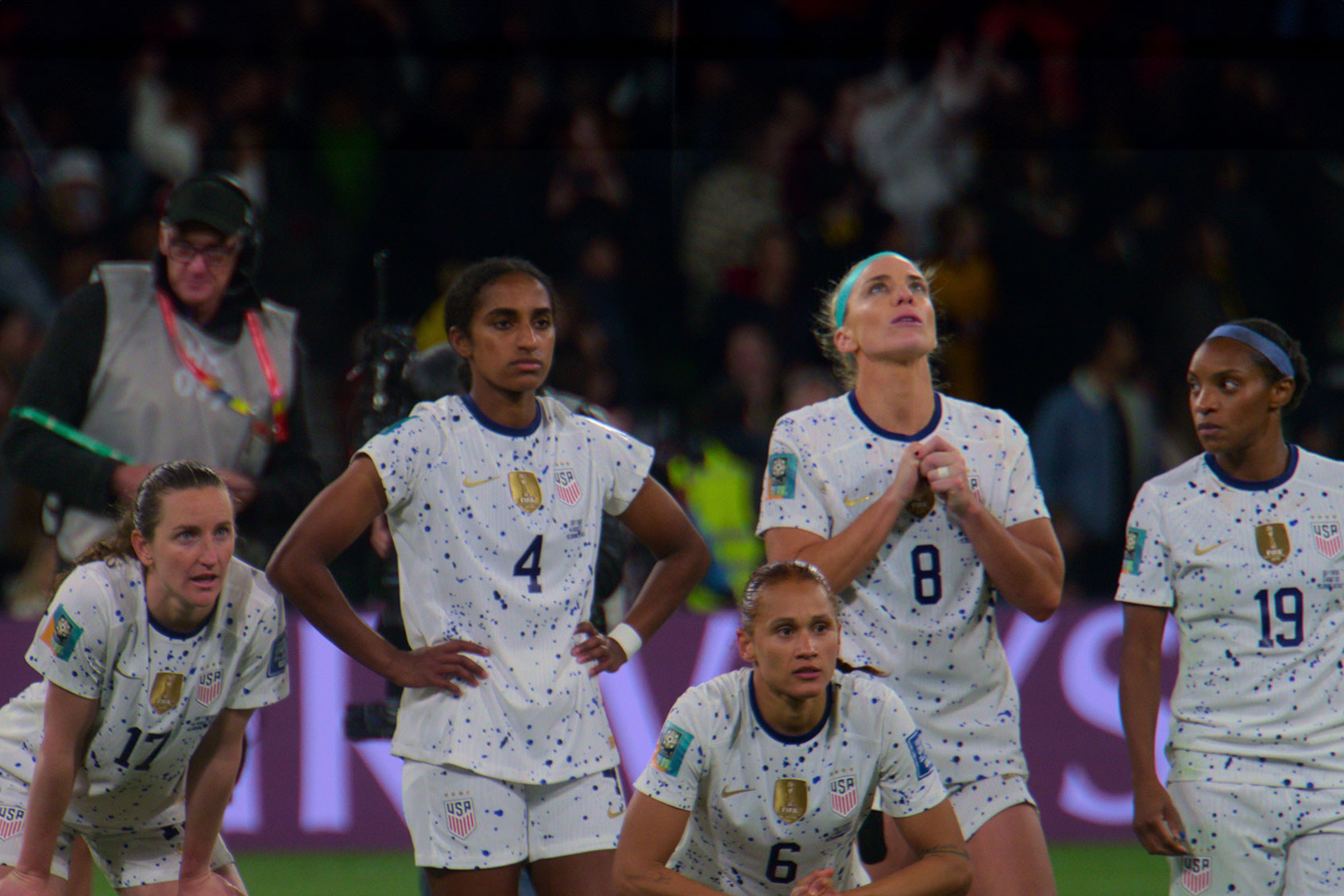 Andi Sullivan, Naomi Girma, Lynn Williams, Julie Ertz, and Crystal Dunn in “Under Pressure” (Photo courtesy of Netflix)