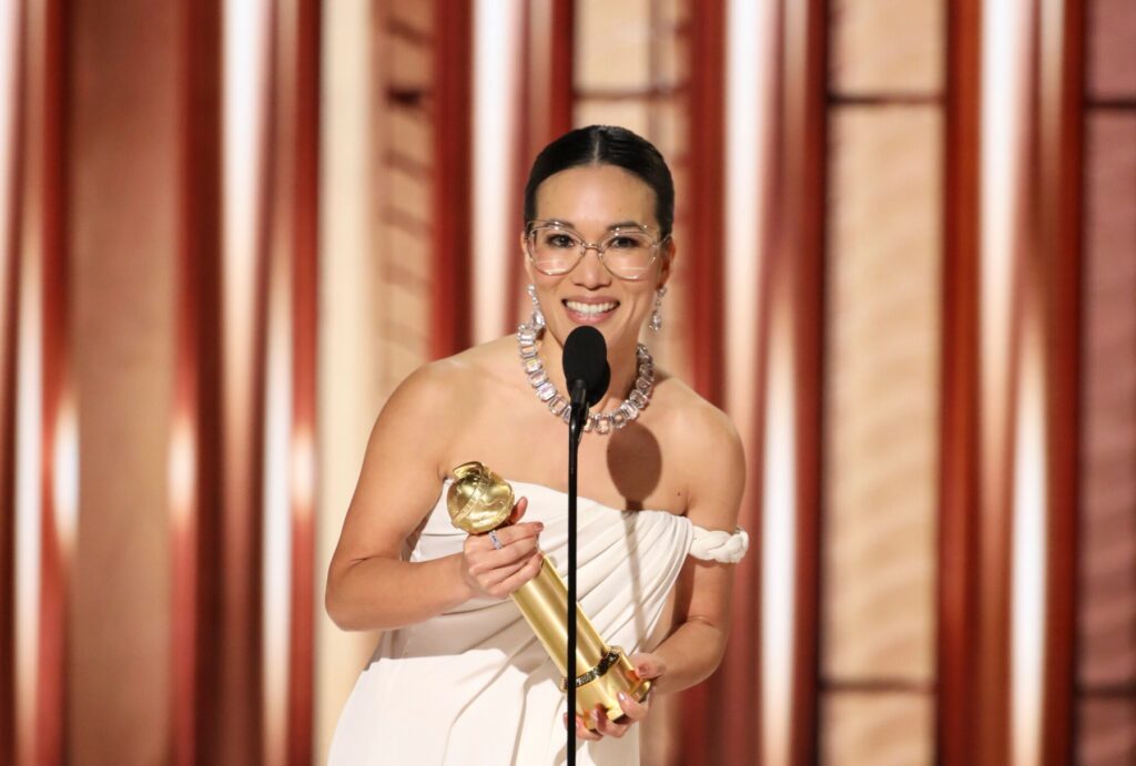 ali wong dress golden globes 2024 Despite several satisfying and historic wins, the is still a sinking ship Motherhood Capsule