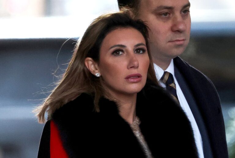 Former President Donald Trump's lawyer, Alina Habba leaves Trump Tower for Manhattan federal court for the second defamation trial against him, in New York City on January 17, 2024. (CHARLY TRIBALLEAU/AFP via Getty Images)