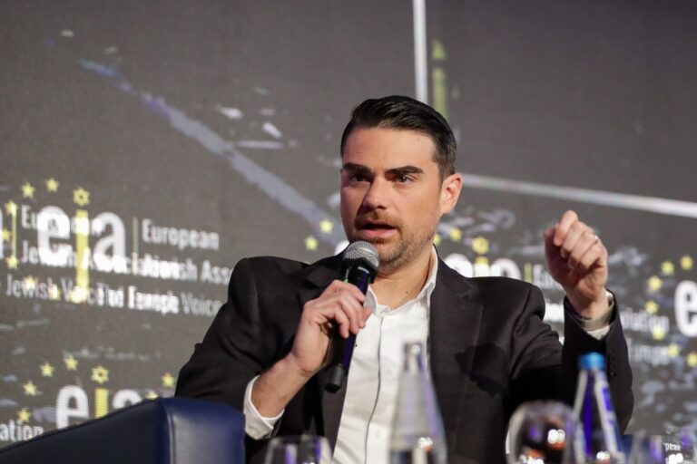 Ben Shapiro speaks during the Conference European Jewish Association at DoubleTree by Hilton in Krakow. (Grzegorz Wajda/SOPA Images/LightRocket via Getty Images)