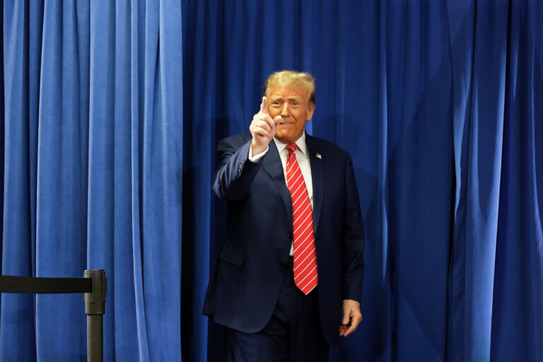 Republican presidential candidate, former U.S. President Donald Trump speaks at a campaign event on January 06, 2024 in Newton, Iowa. (Anna Moneymaker/Getty Images)