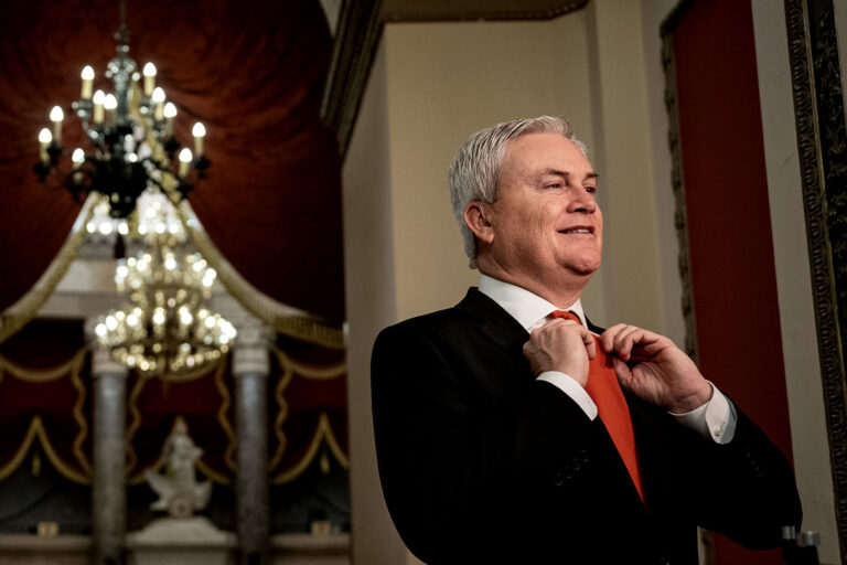 Rep. James Comer (R-KY) prepares for a television interview the U.S. Capitol on January 18, 2024 in Washington, DC. (Kent Nishimura/Getty Images)